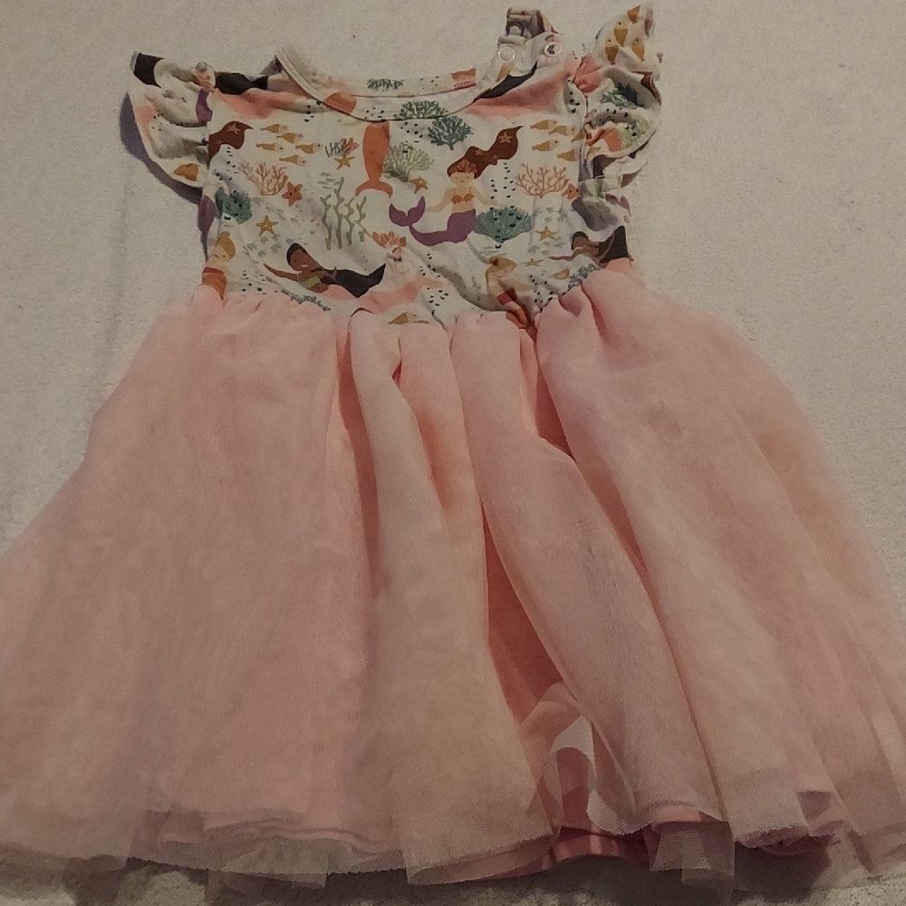 Pink Mermaid Print Kids Dress